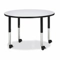 Jonti-Craft Berries Round Activity Table, 42 in. Diameter, Mobile, Freckled Gray/Black/Black 6468JCM180